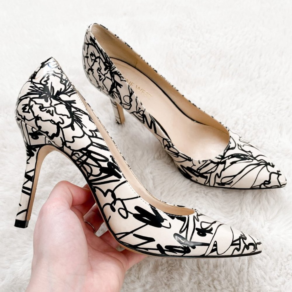 Nine West Aiken Scribble Graffiti Pump Heels Sz 6